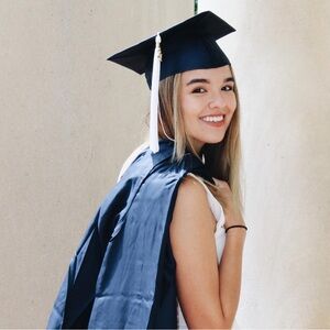 Navy Blue Graduation Cap and Gown